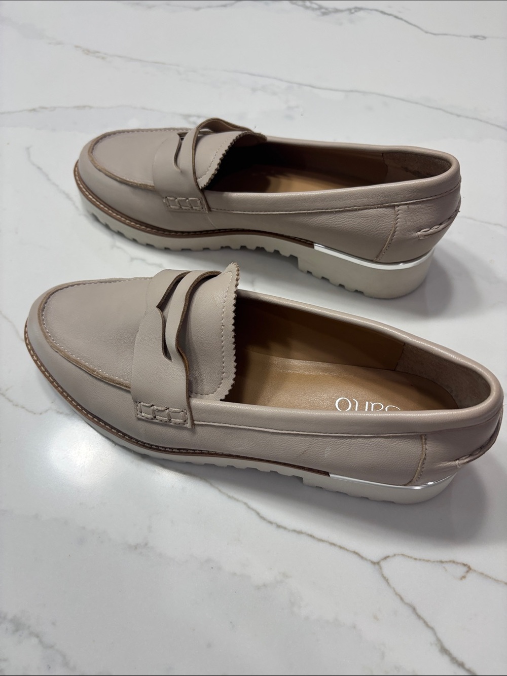 Franco Sarto Cream Leather Penny Loafers - Picture 9 of 14